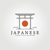 line art Japanese icon logo vector illustration design, traditional culture of japan