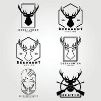 set bundle deer logo collection deer hunting vector illustration design