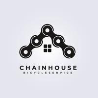 casa de cadena vintage, diseño de ilustración de vector de logotipo de casa de alquiler de bicicletas