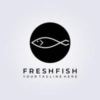 fresh fish, seafood  logo vector illustration design, line art style logo design