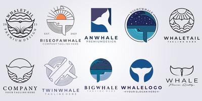 bundle whale tail set logo vector illustration design