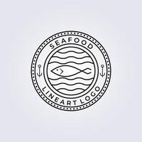 seafood restaurant , fresh fish logo vector illustration design, line art style logo design