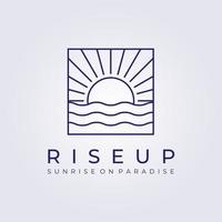 puesta de sol amanecer hawaii resort paraíso logo vector ilustración diseño