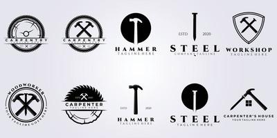 bundle carpenter workshop set logo vector illustration design