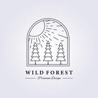 sunburst pine tree forest logo vector illustration design badge emblem simple isolated icon logo label template park garden tree