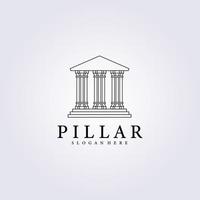 building 3 pillar line logo vector illustration design