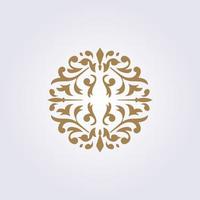 abstract gold flower pattern, element circle badge emblem illustration vector symbol ornament design