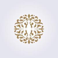 abstract gold flower pattern, element circle badge emblem illustration vector symbol ornament design