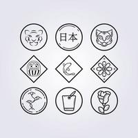 set and bundle of kamon, japanese family symbol logo stamp vector illustration design icon vector illustration line art simple modern