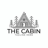 Cabin line art logo vector illustration design,  minimalist logo design