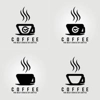 a cup of coffee, coffee shop logo , clever vector illustration logo design, set logo, cafe logo design