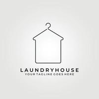 Laundry house line art logo vector illustration design graphic