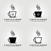 a cup of coffee, coffee shop logo , clever vector illustration logo design, set logo, cafe logo design