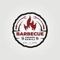 Diseño de ilustración de vector de logotipo de parrilla de humo de barbacoa