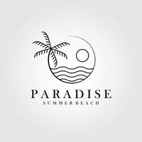 paraíso , hawaii , línea arte palmera logo vector ilustración diseño gráfico
