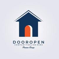 tienda de puerta, empresa, negocio, logotipo de tienda hecho en casa, diseño de ilustración de vector de casa
