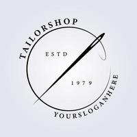 simple tailor shop logo, professional seamstress logo, needle vector illustration design