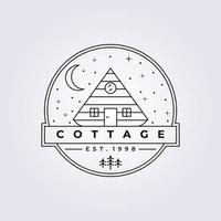 line art cottage cabin logo lodge vector illustration design simple tourism logo