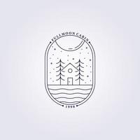 tree house cafe forest carpenter logo vector illustration design line art badge linear monoline cabin barn cottage lodge house villa