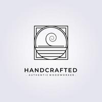 carpenter handcrafted creative woodwork logo badge simple line art vector illustration lumberjack design