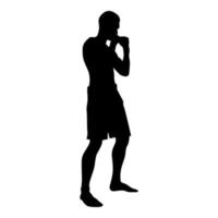 Fighter in fighting stance Man doing exercises vector