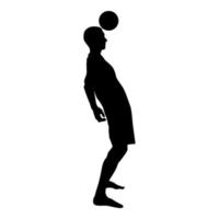 Soccer player hitting the ball head silhouette vector