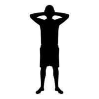 Man covering his ears silhouette front view vector