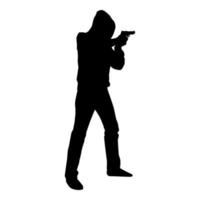Man in the hood with gun Concept danger short arm vector