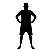 Man holding hands on belt confidence concept vector