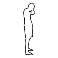 Man covering his ears silhouette side view vector