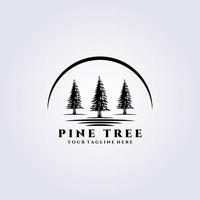 pine tree logo vector illustration design, river vintage trees