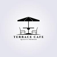 Terrace cafe logo  vector line art vintage illustration design, icon symbol cafe
