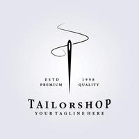 tailor shop logo, single needle vector illustration design