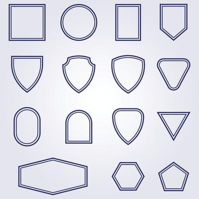 set bundle collection badge shape various logo icon vector symbol illustration design line art frame list