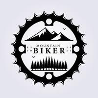 mountain bike group sport lifestyle logo icon symbol sign vintage vector illustration design sticker print screen