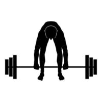 Muscular man weightlifter doing raising the vector