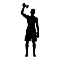 Man doing exercises with dumbbells Sport action vector