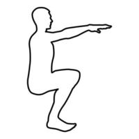 Crouching Man doing exercises crouches squat vector