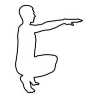 Crouching Man doing exercises crouches squat vector