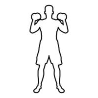 Man doing exercises with dumbbells Sport action vector