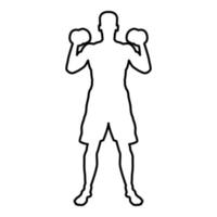 Man doing exercises with dumbbells Sport action vector