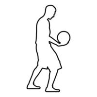 Basketball player holding ball Man holding vector