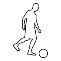 hombre patea la pelota silueta jugador de fútbol vector