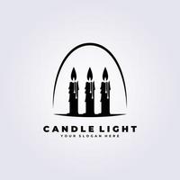 Diseño de ilustración de vector de logotipo de llama de luz de vela vintage