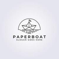 Paper boat line art logo vector illustration design , paper boat for study , company template