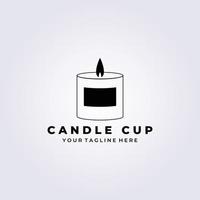 candle Glass light flame logo in cup vector illustration design
