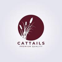cattail grass logo vector illustration design, red vintage