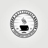 a cup of coffee, coffee shop logo vector illustration design, cafe logo design, badge logo coffee store