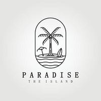 paraíso , hawaii , línea arte palmera logo vector ilustración diseño gráfico