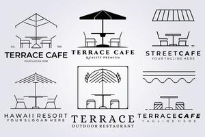 conjunto paquete terraza café logo vector icono ilustración símbolo diseño cafetería